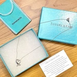 Auth TIFFANY & CO Cross Heart sterling silver 16” necklace
